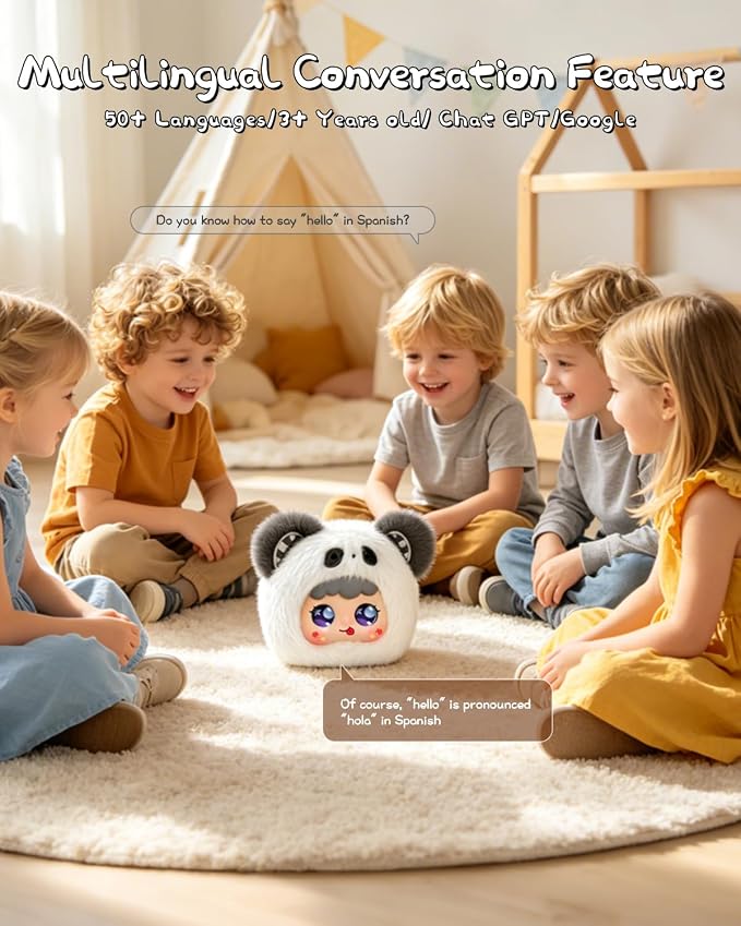 AI Smart Stuffed Animals Kids Toys with ChatGPT, Multilingual Companions, Interactive Games, Memory Training, Smart Interactive Experience, Parental Control App, AI Toys Gift for Girls & Boys