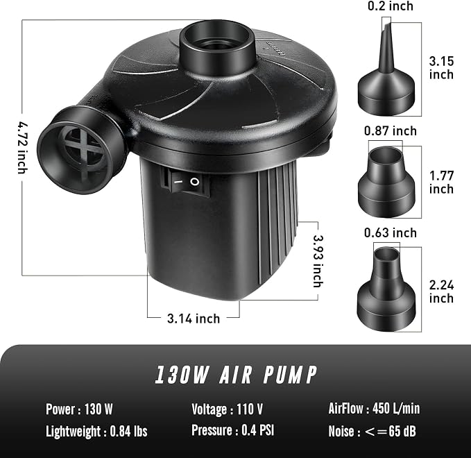 Inflatable Bean Bag Chair with EJAEE 130W Electric Air Pump Bundle - Fast Inflation & Portable Lounge Chair