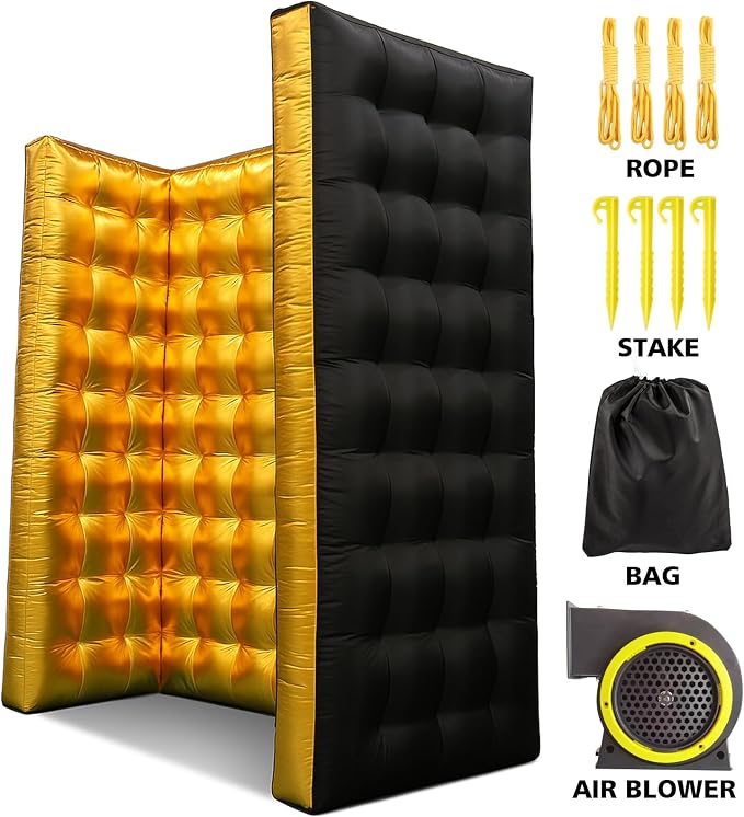 Golden new Inflatable Photo Booth Inflatable Photo Wall with Built-in Blower and LED Promotional Advertising for Wedding Events