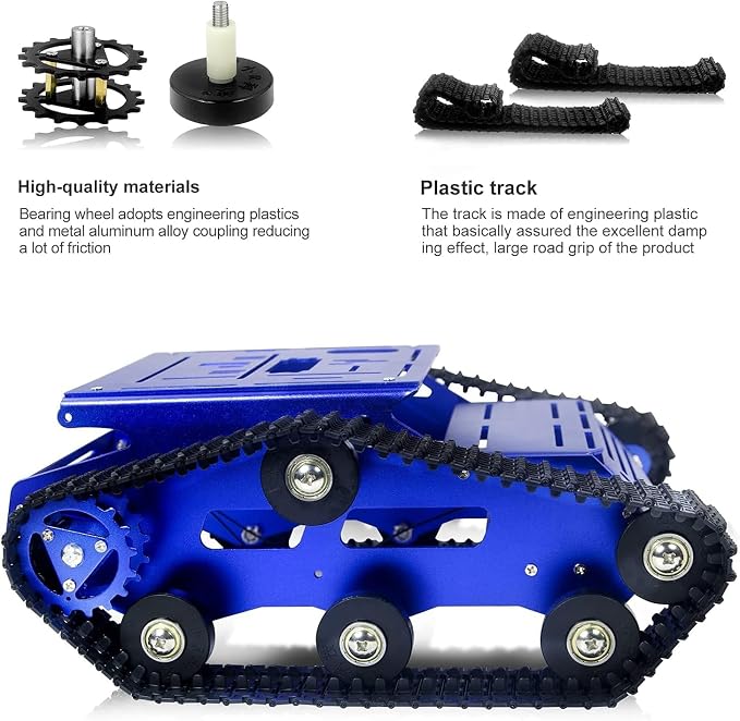 Tank Car Chassis with DC Geared Motor, Shock Absorbing Robot Chassis Full-Metal Robotic Moving Platform Track for RaspberryPi Arduino Jetson Microb DIY Maker Smart Robot Car Learning Kit