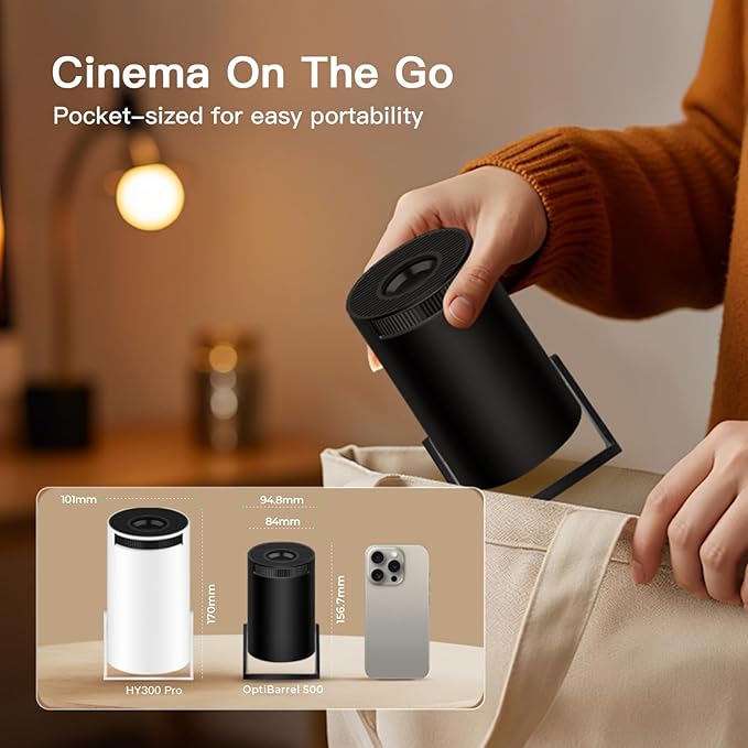 [Built-in Apps & 2025 Upgraded] Mini Projector with Wi-Fi 6 & Bluetooth 5.4, 1080P 4K Support Full HD, Auto Keystone 360° Portable Home Cinema Smart Projector for iOS/Android X1