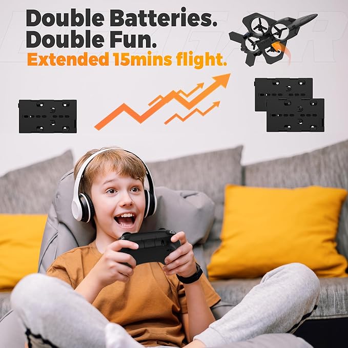 BEZGAR RC Plane丨Mini Drone, Remote Control Airplane for Adults & Kids, 360° Flip Fighter Jet Toys, Foam F22 Raptor Stunt Planes with 2 Batterys, Airplane Toy Gifts