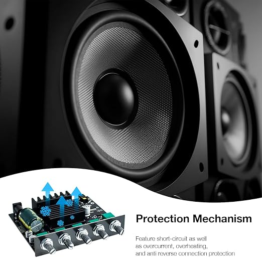 ZK-MT21 2.1 Channel Bluetooth Audio Power Amplifier Board 50W×2+100W with Treble and Bass Control for DIY Bluetooth Speaker Home Theater
