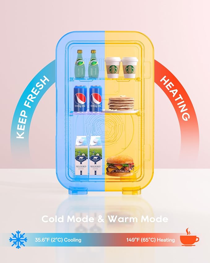 BEICHEN Mini Fridge,6 Liter / 8 Can Small Fridge for Bedroom, Car, Office & Dorm, AC100-120 V/DC 12 V Portable Thermoelectric Cooler & Warmer for Skincare, Food, Drinks,Blue