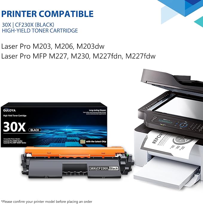 30X CF230X Black Toner Cartridge High Yield 2-Pack with Chip: 30X Toner Cartridge Replacement for HP30X CF230X Black Toner Works with Laser Pro M203dn M203dw Pro MFP M227fdn M227sdn M227fdw Printer