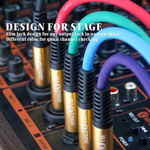 Guitar Cable 6 ft 4 Color Pack, Stage Electric Instrument Bass Cable AMP Cord 1/4 Straight to Straight