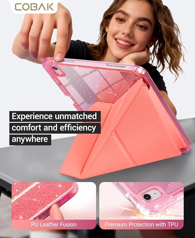 CoBak Case for iPad (A16) 11th Generation 11 Inch 2025, iPad 10th Generation Case 10.9 Inch 2022 - Protective Cover with Multi-Angle Includes Portrait Stand, Pencil Holder and Auto Wake/Sleep