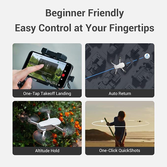 Specta Mini Drone Combo with 2 Batteries, 4K/30fps Video, 32800ft FPV Transmission, Easy to Fly, 3 Aixs Gimbal, 62-Min Flight, Under 249g Portable Drone for Beginners
