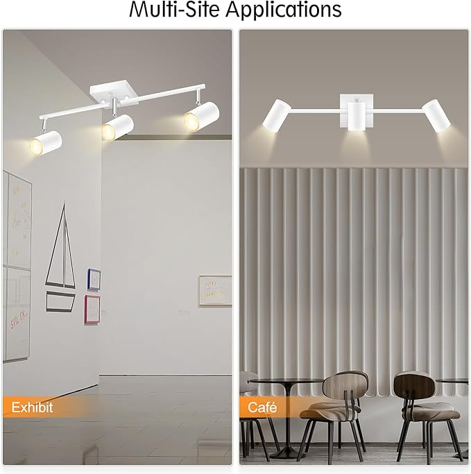 BoostArea Track Lighting Fixtures Ceiling, 3 Way Track Lighting Kit, LED Track Lighting with Rotatable Light Heads, Modern Ceiling Spot Lighting for Kitchen/Bedroom/Living Room, GU10 Bulb Not Included