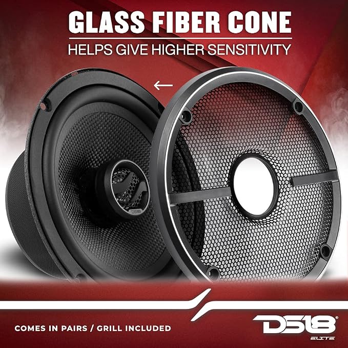 DS18 ZXI-654 6.5" Car Audio Coaxial Speaker with Built in Neodymium Tweeter and Kevlar Cone – 2 Way 240 Watts Max 4 Ohm (2 Speakers)