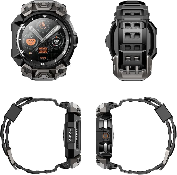 SUPCASE for Samsung Galaxy Watch 8 Classic 46mm Case with Band (Unicorn Beetle Ore), [2 Pack Screen Protector] Rugged Protective Cover with Adjustable Strap Band, Black