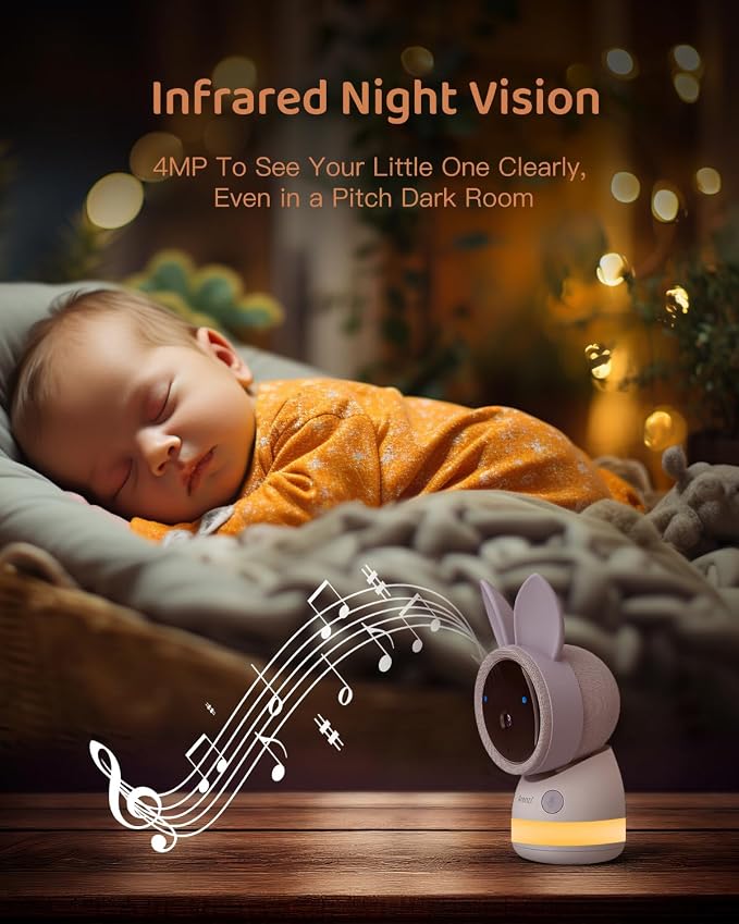 ARENTI 4MP Baby Monitor with Camera and Audio, 5G WiFi 5" Split Screen, Free App, Colorful Night Lights, Smoothing Lullabies, Cry&Motion Detection, Temp&Humidity Senor, Local Storage