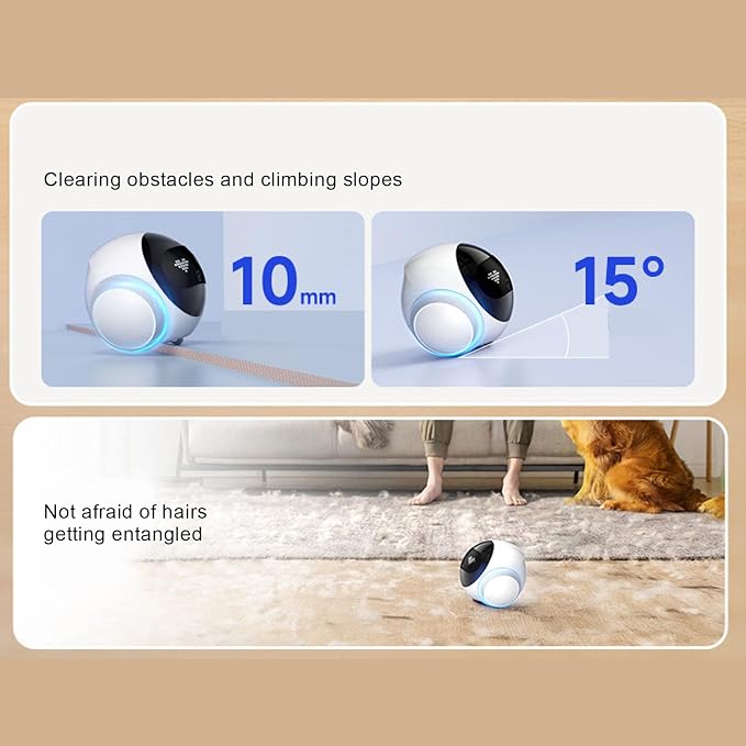 Fockety Smart Pet Camera, 1080P HD Movable Robot with 360 Rotation 2 Way Audio Motion Detection Auto Recharge, for Cats Dogs Baby Elderly Home Security Monitoring