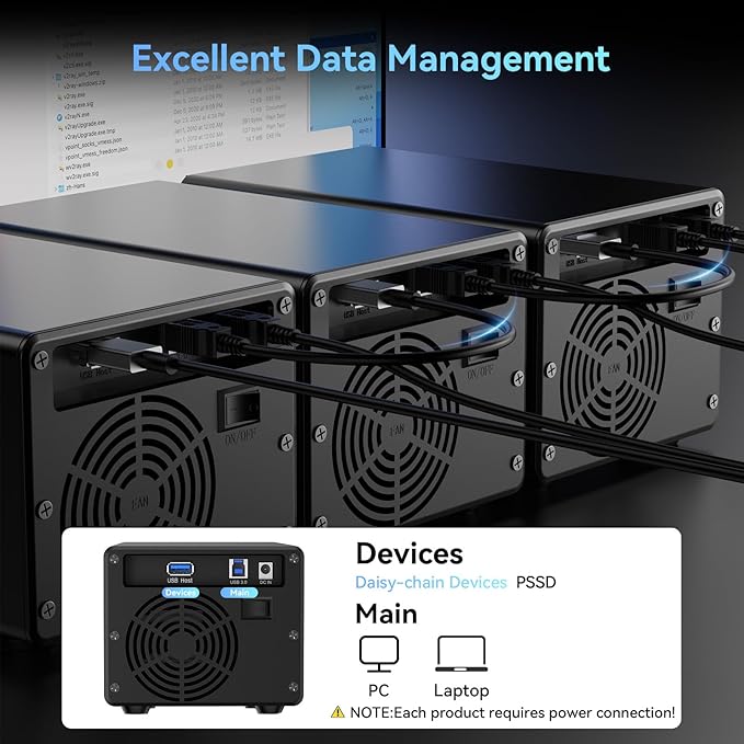 CENMATE Aluminum 3 Bay Hard Drive Enclosure with Cooling Fan for 2.5“/3.5" SATA HDD/SSD with USB A/C 3.0, Support Hot Swappable, Tool-Free HDD Enclosure, DAS(NO RAID/NAS)