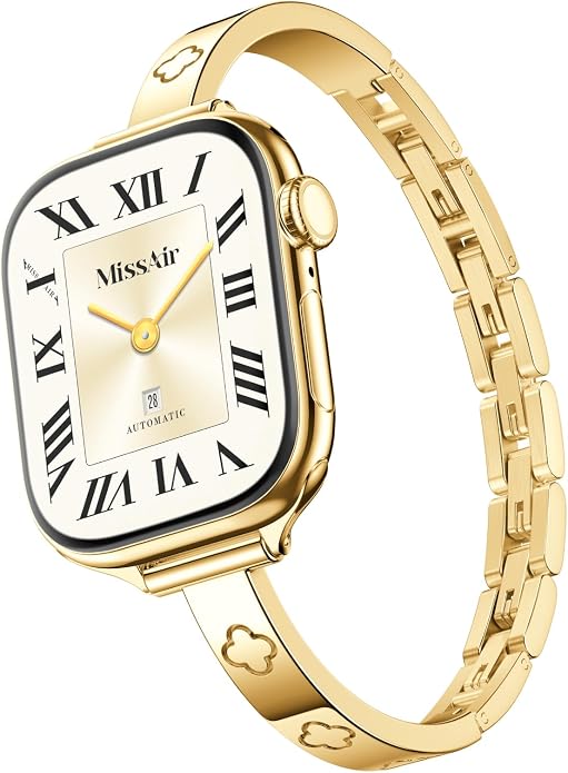 Missair Slim Bands Compatible with Apple Watch 38mm 40mm 41mm 42mm 44mm 45mm 46mm 49mm for Women, Thin Bracelet Dressy Designer Stainless Steel Metal Strap for iWatch Series 11 10 9 8 7 6 5 4 SE Ultra