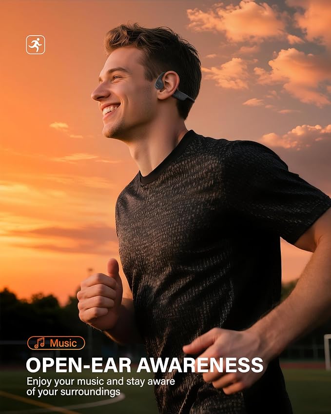 New Bone Conduction Headphones Bluetooth 6.0 Open Ear Headphones with Mic, Balanced Audio, Reduced Sound Leakage, IP54 Waterproof Secure Fit, Wireless Sports Headphones for Running, Workout & Cycling