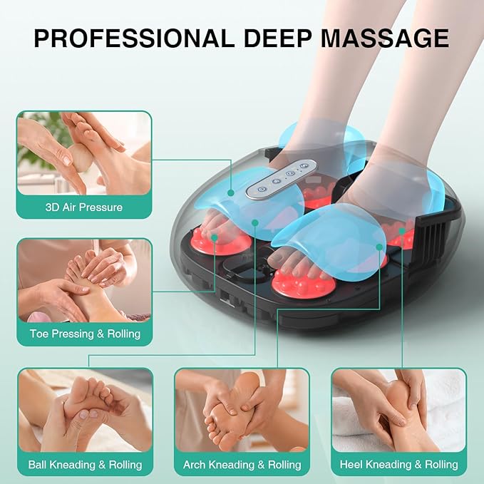 Medcursor Foot Massager with Heat - Shiatsu Deep Kneading, Delivers Relief for Tired Muscles and Plantar, Multi-Level Settings & Adjustable Intensity for Home, Gifts for Women Mom