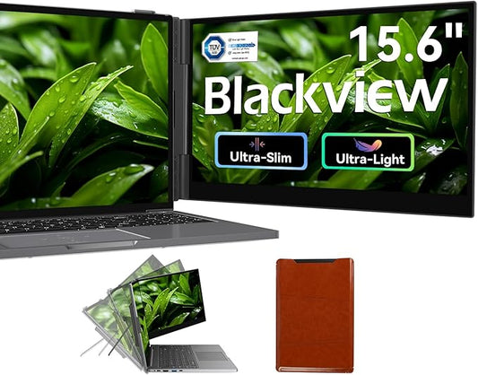 Blackview Laptop Screen Extender, 1.7lbs Ultra-Light & 0.17" Ultra-Slim, 15.6" FHD 1080P IPS Portable Laptop Monitor Extender,Travel Dual Monitor for 14-17",Plug & Play for Windows/Mac/Android/Switch