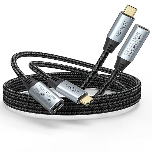 2-Pack 3FT USB C Extension Cable (Fast Charging 100W/Data Fast 10Gbps/ Monitor Video 4K) , USBC Type-C Extender Male to Female for Sam/sung Galaxy S25-S22,Pixel 6-8, iPhone 17-15, iPad Pro,CarPlay,SSD