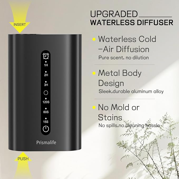 2026 Upgrade Smart Plug in Diffuser, Waterless Scent Diffusers for Home Cover Up to 800 Sq. Ft with 3 Mist Levels & Timers, Waterless Essential Oil Diffuser with RGB Lighting for Home, Office
