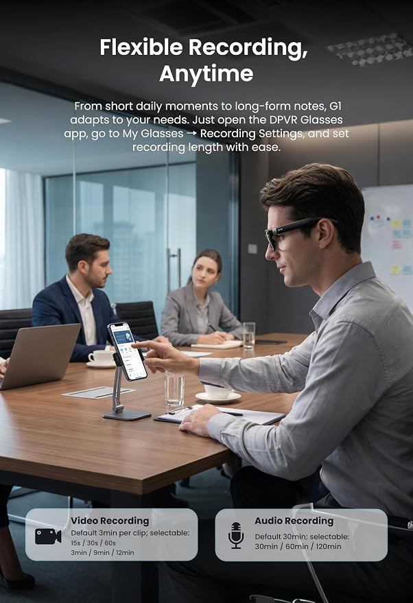 DPVR AI Smart Glasses with Camera and Bluetooth – 8MP HD Camera Glasses for Men & Women, Video Recording Glasses with Voice Assistant, 144-Language Real-Time Translation, for Travel, Work, Music, Vlog