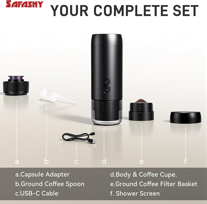 Portable Electric Espresso Machine, Coffee Espresso Maker for Travel with USB-C, Battery Powered 1800mAh, for Ground Coffee & NS Capsule, for Office,Gifts for Men, RV, Hiking