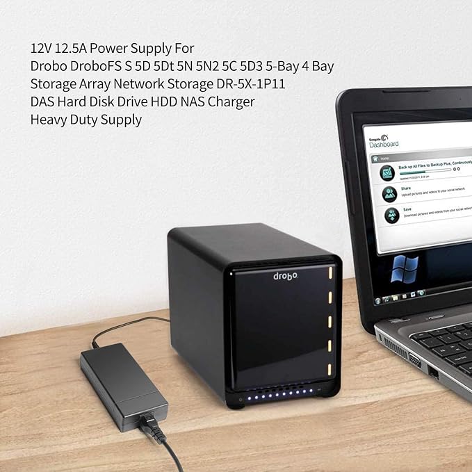 for Drobo Power Supply, TAIFU AC Adapter Charger for 12V 150W Drobo DroboFS S 5D 5Dt 5N 5N2 5C 5D3 5-Bay 4 Bay Storage Array Network Storage DR-5X-1P11 DAS Hard Disk Drive HDD NAS Charger Heavy Duty