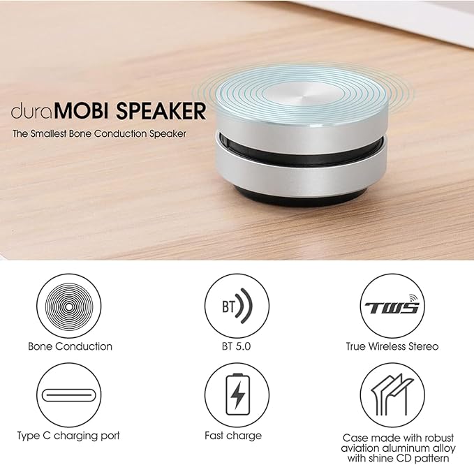 Docooler Upgraded Wireless BT Mini Speaker Bone Conduction Wireless, Stereo Bass Sound Creative Portable Speaker Mini Size Music Player Built-in Mic Sound Box for Home,Outdoor,Travel（1 Pack/2 Packs）