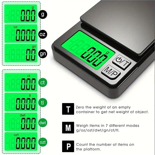 Luggage Weight Scale, 4pcs Precision Pocket Scale 1000g 0.1g Digital Food Jewelry with Backlight LCD Mini Scale for Travel,Hand Scale(0.1g 1000g)