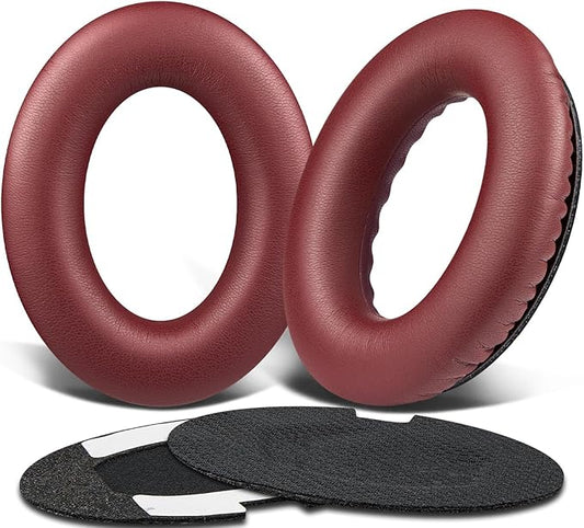 SoloWIT Protein Leather Earpads Cushions for Bose Headphones, Replacement Ear Pads for Bose QuietComfort 15 QC15 QC25 QC2 QC35/Ae2 Ae2i Ae2w/SoundTrue & SoundLink Around-Ear Series - Burgundy&Black