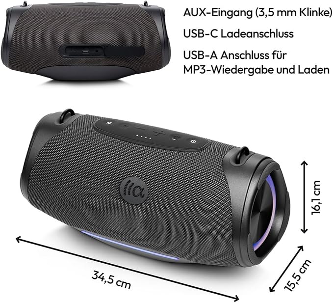 TAZATA Bluetooth Speaker Wireless, 120W (Peak Loud Outdoor Speaker with Deep Bass Subwoofer, IPX7 Waterproof Floating Pool Speaker, RGB Lights, 11H Playtime, Multi-Sync 100+ for Party Camping Beach