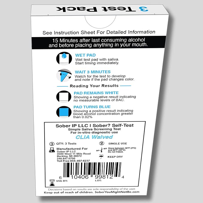 FDA Cleared Saliva Alcohol Test Strip, Highly Accurate BAC Self‑Test, 2–3 Minute Results, Portable & Discreet Sober Test Anywhere (3)