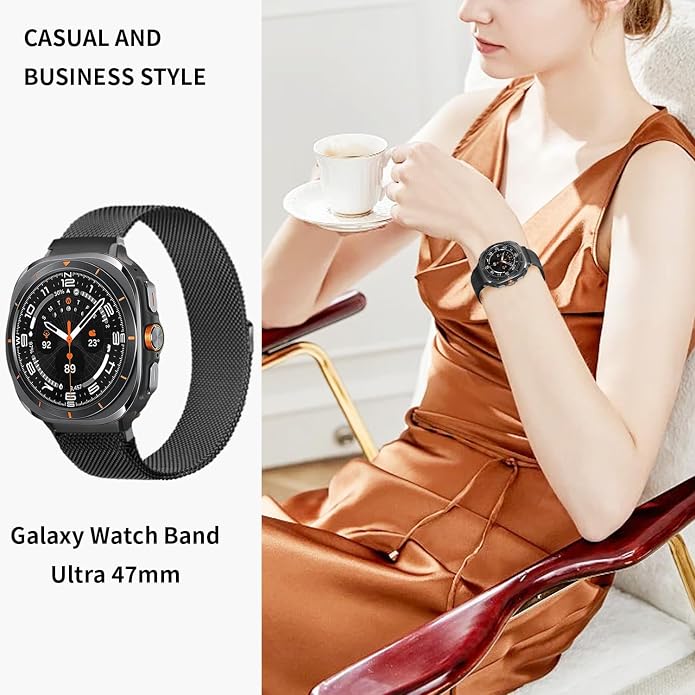 GOLDTOLUCK No Gap Stainless Steel Band Compatible with Samsung Galaxy Watch 8 7 6 5 4 Classic FE Pro Ultra 40mm 44mm 46mm 43mm 47mm 45mm 42mm Replacement Men Women Milanese Metal Elegant Casual