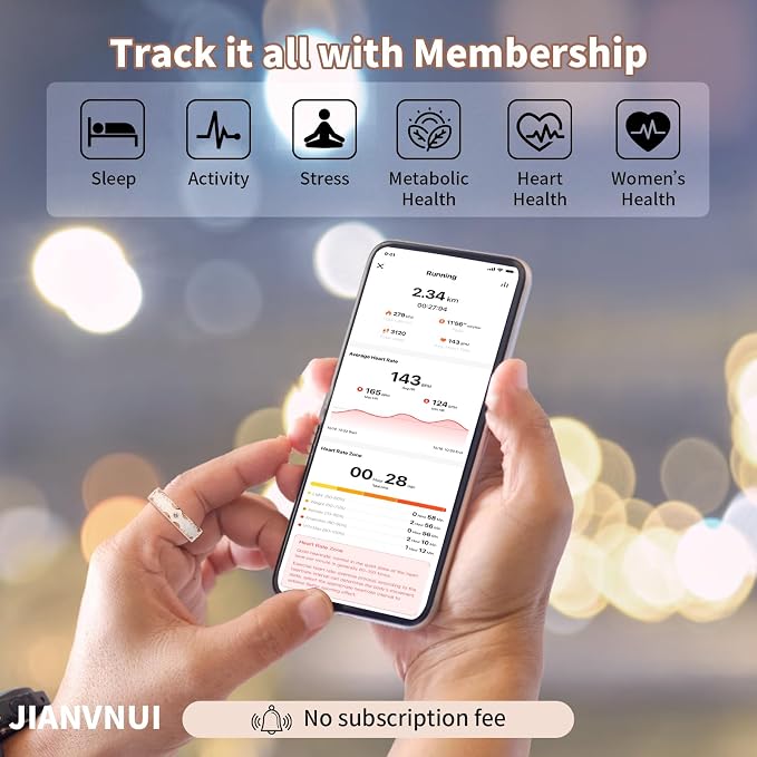 Smart Ring for Women-Men,Tracks Heart Rate, Sleep, SpO2, HRV. 128 Sports Modes, IP68 Waterproof, Gesture Control, No Subscription, iOS & Android Compatible (10)