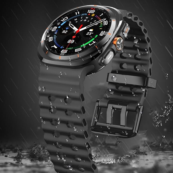 Sport Silicone Bands Compatible for Samsung Galaxy Watch Ultra 47mm (2025/2024), Breathable Wristband Waterproof Replacement Soft Silicone Strap for Men Women