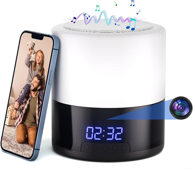 Security Camera Motion Activated Bluetooth Speaker, 270° Viewing Angle, 2.4G /5G Dome Cams with Phone App, Hd 1080P, Wireless WiFi Nanny Cam for Home Offices Store（White）