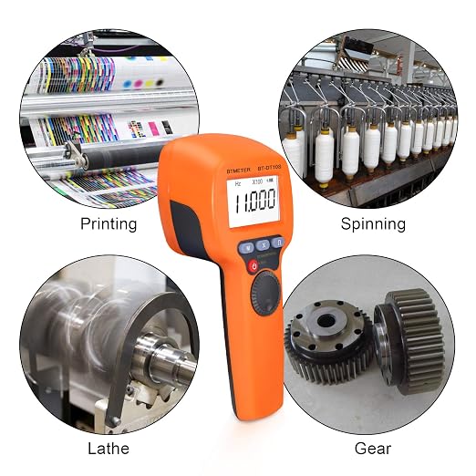 BTMETER Handheld Stroboscope 60~99999 RPM, Digital Strobe Light Tachometer BT-DT10S, Estroboscopio Non Contact Motor Engine Speed Analyzer Measure Hz Velocity w/High Accuracy 0.001%