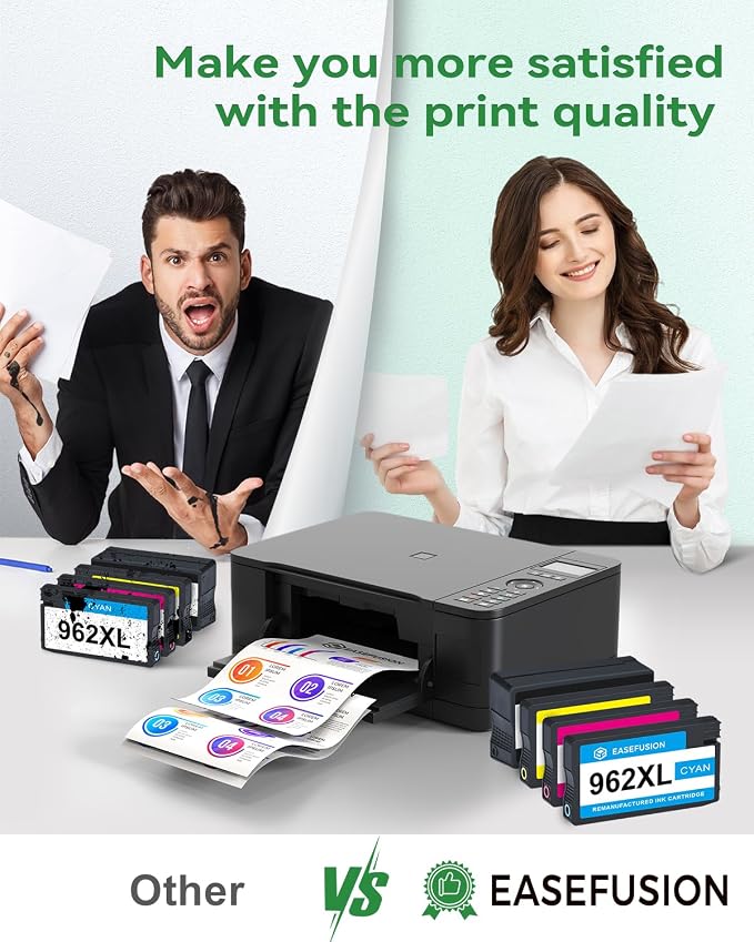 EaseFusion 962XL Ink Cartridges Combo Pack Replacement for HP 962 HP 962XL Ink Cartridges Work for HP Officejet Pro 9015e 9010 9025e 9010e 9012 9015 9018 9020 Printers for HP 962XL Ink (4 Pack)