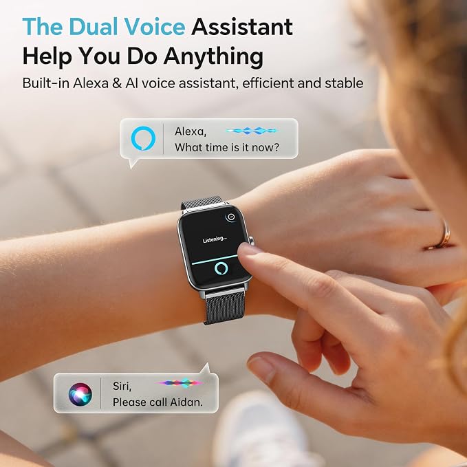 Smart Watch for Women Men (Android/iPhones), Health & Fitness Tracker Watch | Fitness Watch with SpO2/Heart Rate Monitor, Sleep Tracker, 1.85" Smart Watch with Bluetooth Calls/Messages, 3ATM waterproof