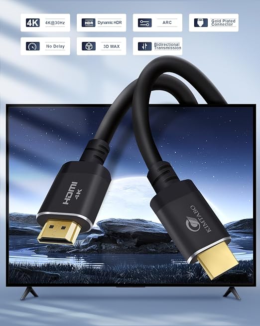 25 ft HDMI Cable 4K, High Speed Long HDMI Cables Support 4K 30Hz 2K 1080p 3D ARC, Gold plated Connectors Soft HDMI Cord for Smart HD Fire TV Monitor Projector Soundbar Laptop PS3/4 XBOX (7.62m)