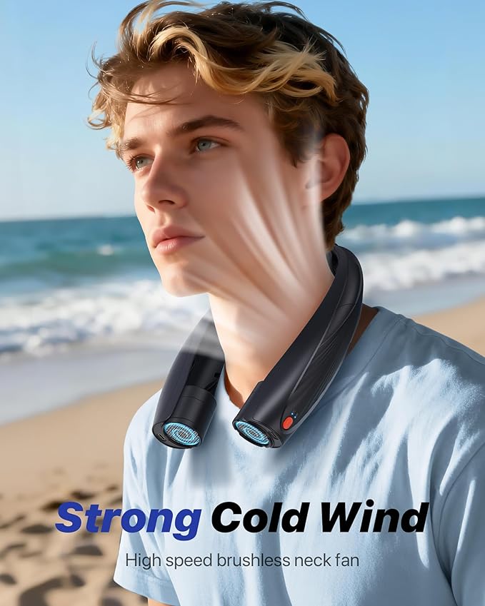 Kesguar Portable Neck Fan, 20H RunTime Cooling Fan, 6 Speeds 360° Airflow Personal Fan, Rechargeable Hands Free with 6000mAh Battery Wearable Fan Gifts for Women Men Outdoor Travel Camping