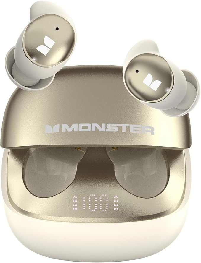Monster Sleep Ear200, Wireless in-Ear Headphones, Bluetooth 6.0 Sleep Headphones, with ANC Active Noise Cancellation Designed for Side Sleepers, 30 Hours of bass Stereo Sound.