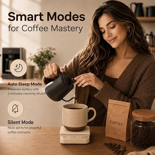 Aviora Coffee Scale with Timer – 0.1g Precision USB-C Rechargeable Digital Espresso Scale, LED Display, Tare Function for Pour Over & Barista Brewing