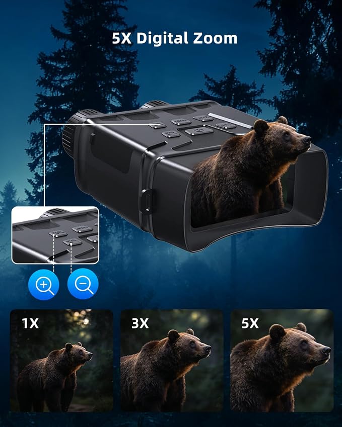 Night Vision Goggles | 10X Zoom Night Vision Binoculars & 3'' LCD Screen with Infrared, 3000mAh Rechargeable Battery, 32GB TF Card, Video and Sound Recording for Camping, Black