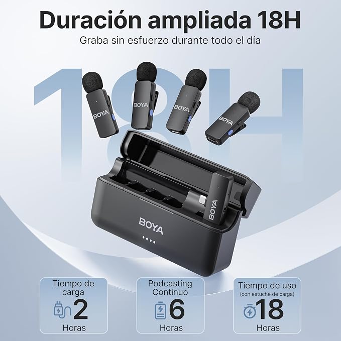 BOYA BY-V4U Wireless Lavalier Microphone for iPhone 17/16/15 Series Type C Smartphone with Charging Case, 4-Channel Mono Output, Omnidirectional Noise Cancelling Lapel Mic for Video Recording Podcast