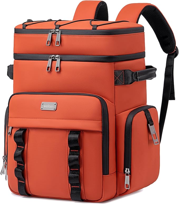 Weitars Insulated Cooler Backpack,Double Deck Waterproof Soft Cooler Bag,Backpack Coolers Leak Proof Lunch Backpack for Men Women for Travel,Camping,Picnic,Beach,Picnic,Outdoor 31L/52 Can