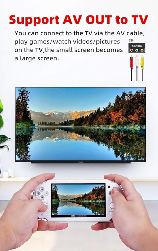 HLF 4.3 inch Retro Video Game Console Build 2200 Games for Multiple Emulators Dual Joystick Ergonomics Appearanc Support Instant Save/Load Portable Console Game Player MP3/4 Gifts (Black)