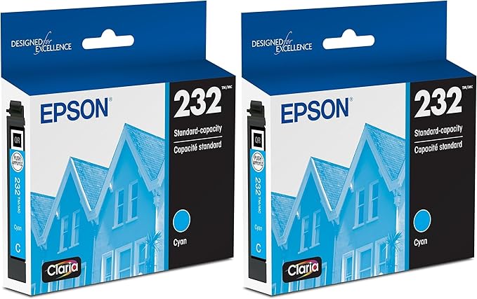 Epson T232 Cyan Ink Cartridge, Standard Capacity (Pack of 2)