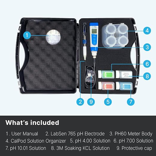 Apera Instruments PH60-MT Handheld pH Meter Tester Kit with LabSen 765 pH/Temp. Blade Spear Electrode for Lab-Grade pH Measurement in Meats and Solid Food Samples