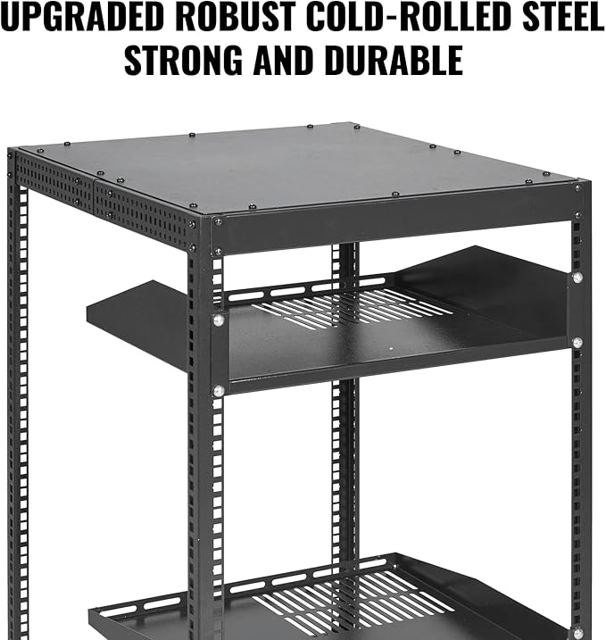 VEVOR 15U Open Frame Server Rack, 23''-40'' Adjustable Depth, Free Standing or Wall Mount Network Server Rack, 4 Post AV Rack with Casters, Holds All Your Networking IT Equipment AV Gear Router Modem